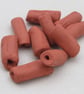 10 Medium Unglazed Terracotta Ceramic Tube Beads - Image 1