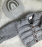 Hand knitted ‘Oliver’ Baby Boy’s Cardigan (0-6 months)
