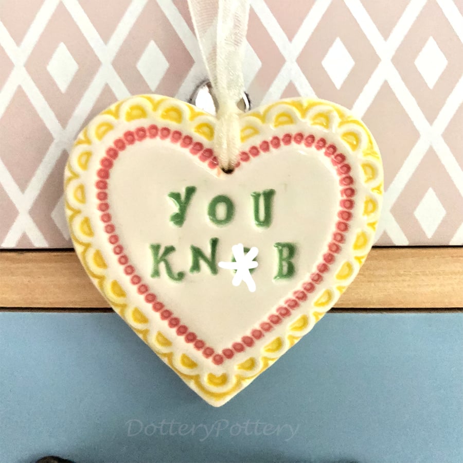 Small Ceramic heart decoration Swear words 