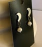 Crescent Moon & Pearl Stud  Earrings - Image 1