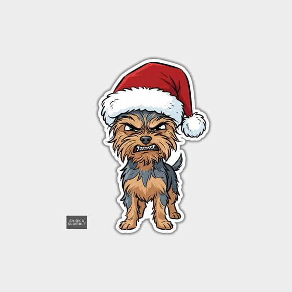 Unique Funny Christmas Sticker Xmas Decal For Adults - Yorkie Dog