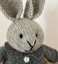 Hand Knitted Rabbit in Purple Textured Dress - Image 2