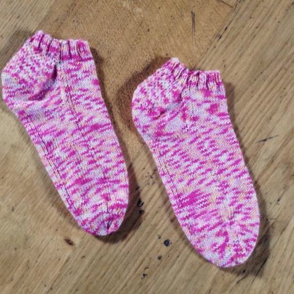 Pink Hand Knit Bamboo Trainer No Show Socks 