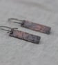 Copper Floral Pattern Rectangle Drop Earrings, gift for her, - Image 1