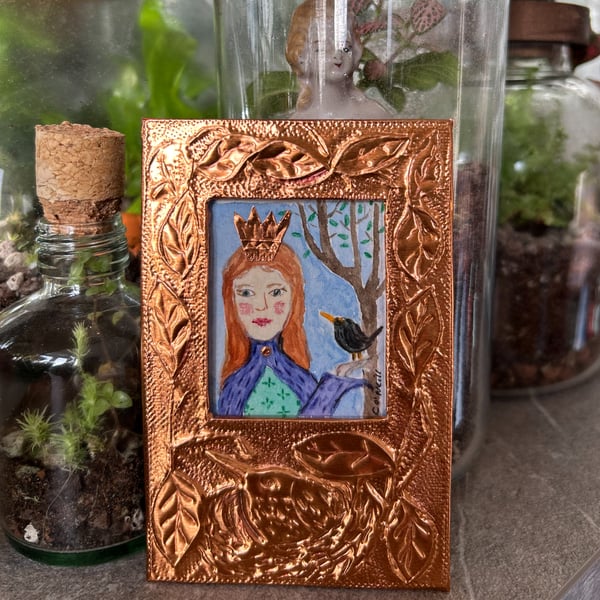 Princess Clara - Watercolour painting in a handmade embossed frame.