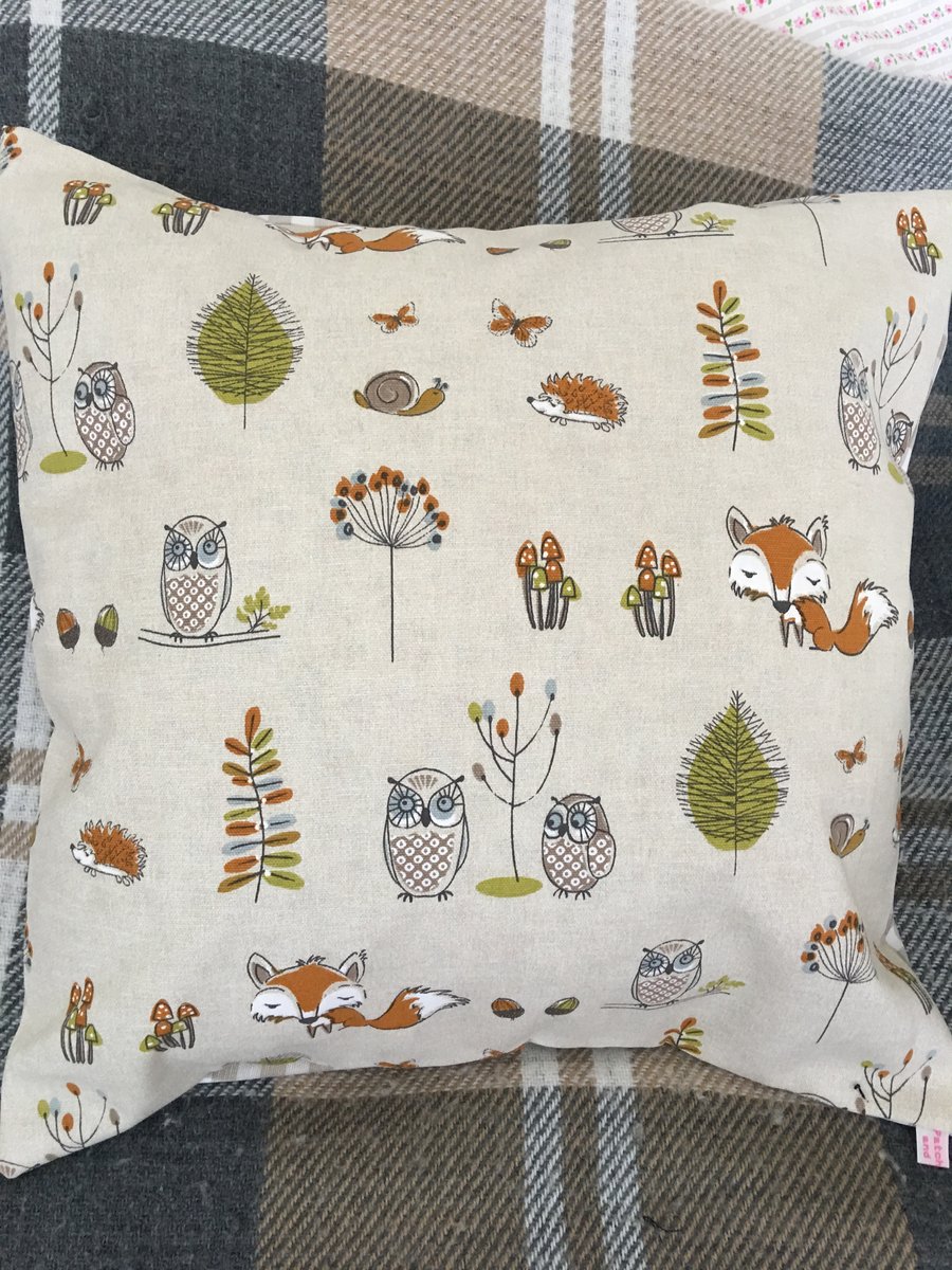 Woodland animals design cotton fabric Cushion cover 