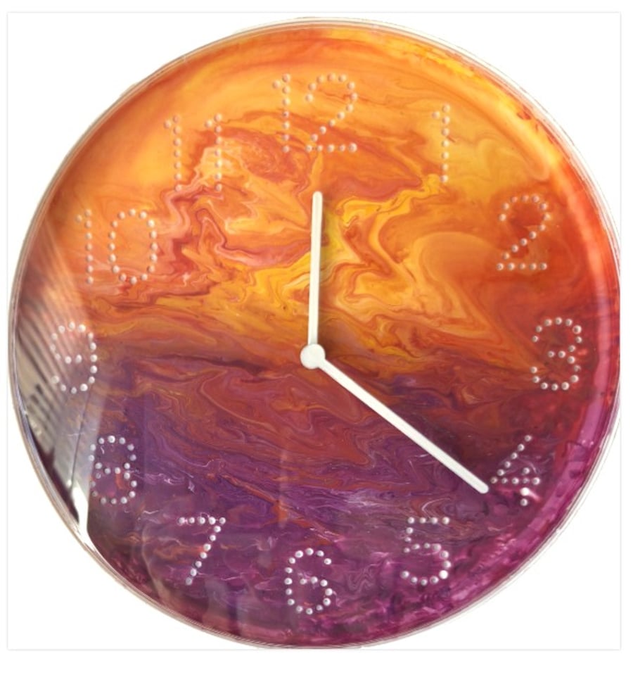 Hand Painted Customised Wall Clock Indoor 25 cm Silent Quartz Clock Gift Idea