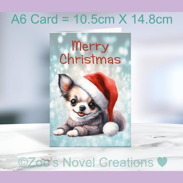 Chihuahua Christmas Card, A6 size 10.5cm x 14.8cm