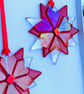 Trio of fused glass red irridescent star hanging decorations - Image 2