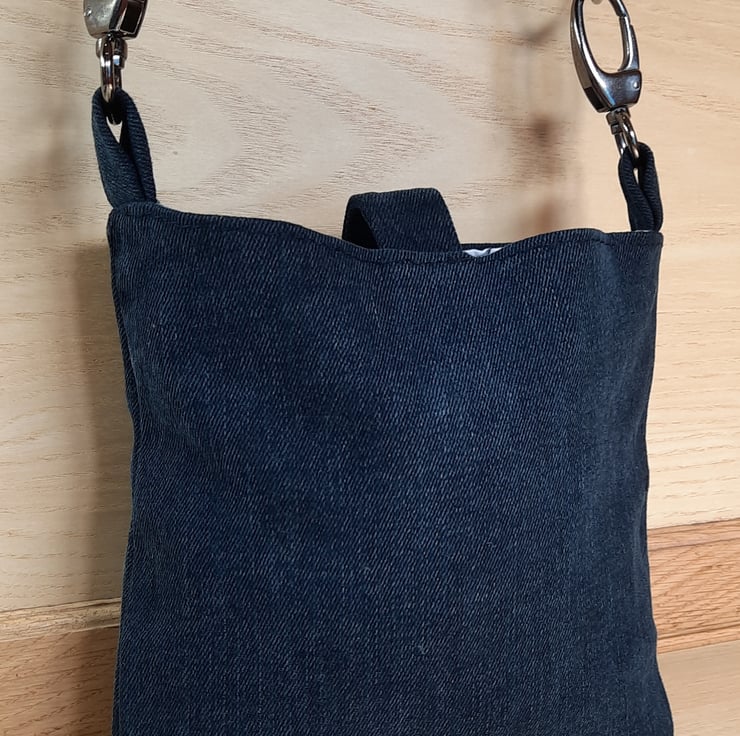 Black Repurposed Denim Cross Body Bag Finished Folksy