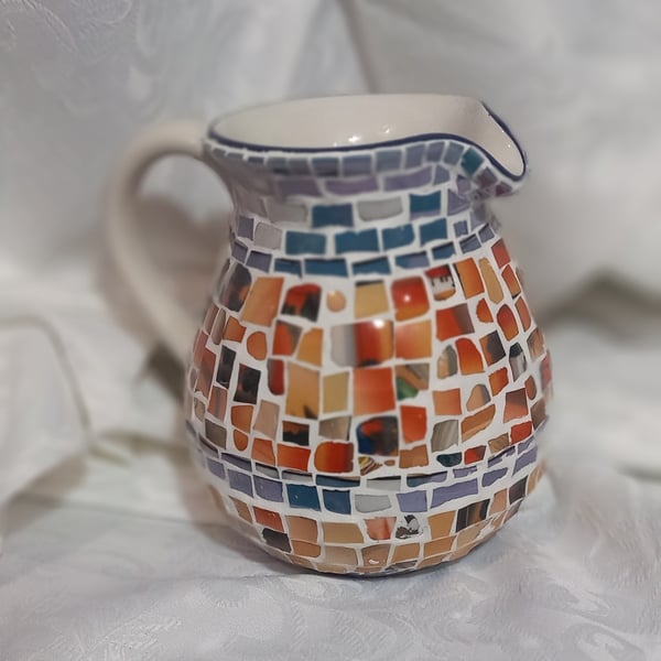 FESTIVE 2 PINT MOSAICKED JUG FOR FLORAL DISPLAYS