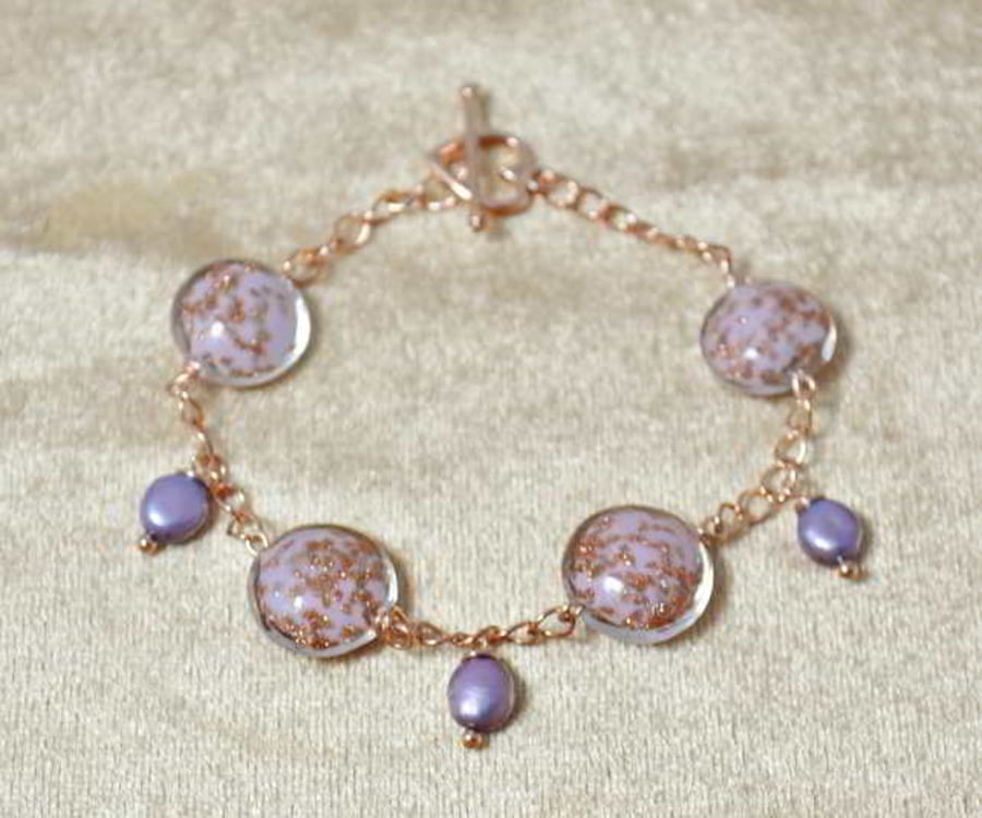 Lilac Pearl and Sommerso Bead Bracelet