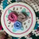Floral Crochet Embroidery Hoop Wall Hanging