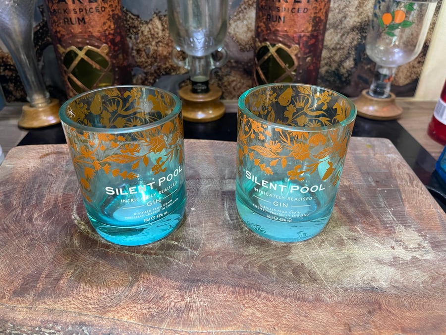 Silent pool gin glasses, pair,  tumbler size