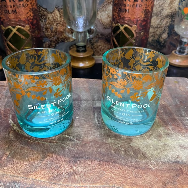 Silent pool gin glasses, pair,  tumbler size