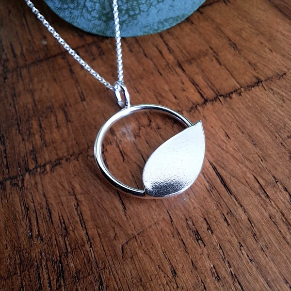 Handmade Minimalistic Silver Leaf Pendant