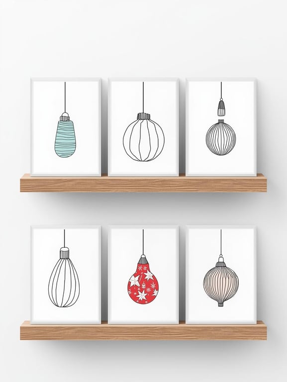 Pack of 6 - Luxuary Christmas Cards  - A6 White Linen Note Card & Envelope Set