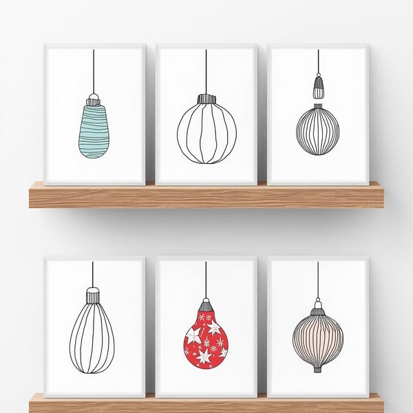 Pack of 6 - Luxuary Christmas Cards  - A6 White Linen Note Card & Envelope Set