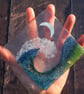 Handmade Fused Glass Wave Drinks Coaster - With Embedded Coloured Bubbles - Tile - Image 6