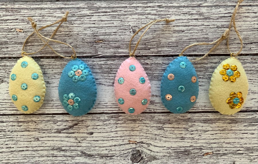 Easter Eggs with sequins - Folksy