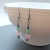 SALE Green Aventurine Pink Quartzite and Czech Glass Drop Earrings