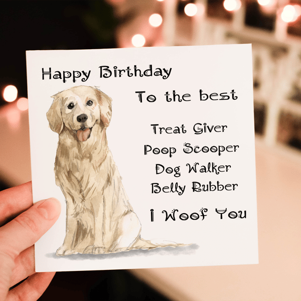 Golden Retriever Dog Birthday Card, Dog Birthday Card, Personalized