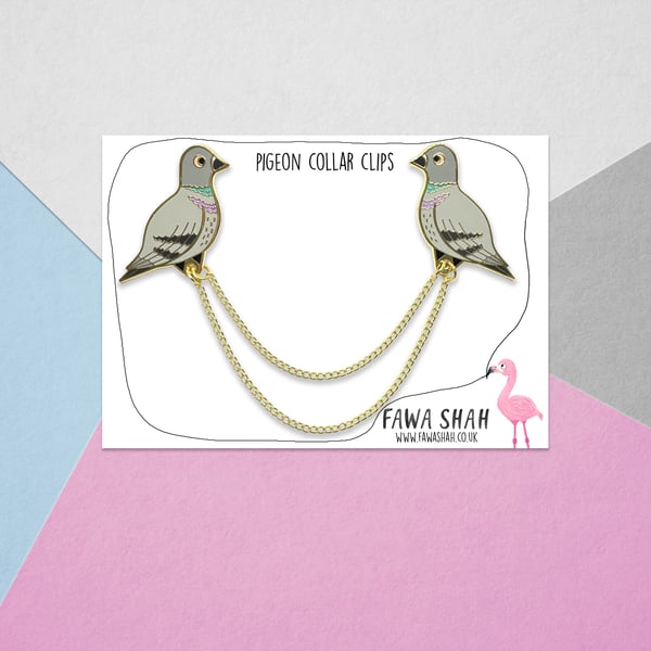 Pigeon Collar Chain - Hard Enamel Pin - Jewellery