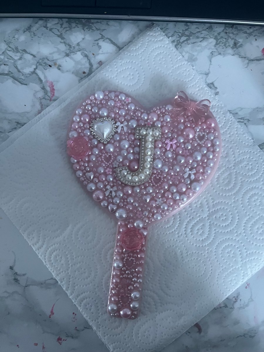 Handheld Glam MIrror Initial-J