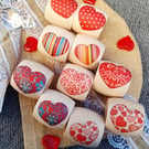 Red Heart Wooden Napkin Rings Set of 10 in Rustic Jute Gift Bag,Folksy wedding