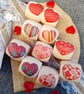 Red Heart Wooden Napkin Rings Set of 10 in Rustic Jute Gift Bag,Folksy wedding