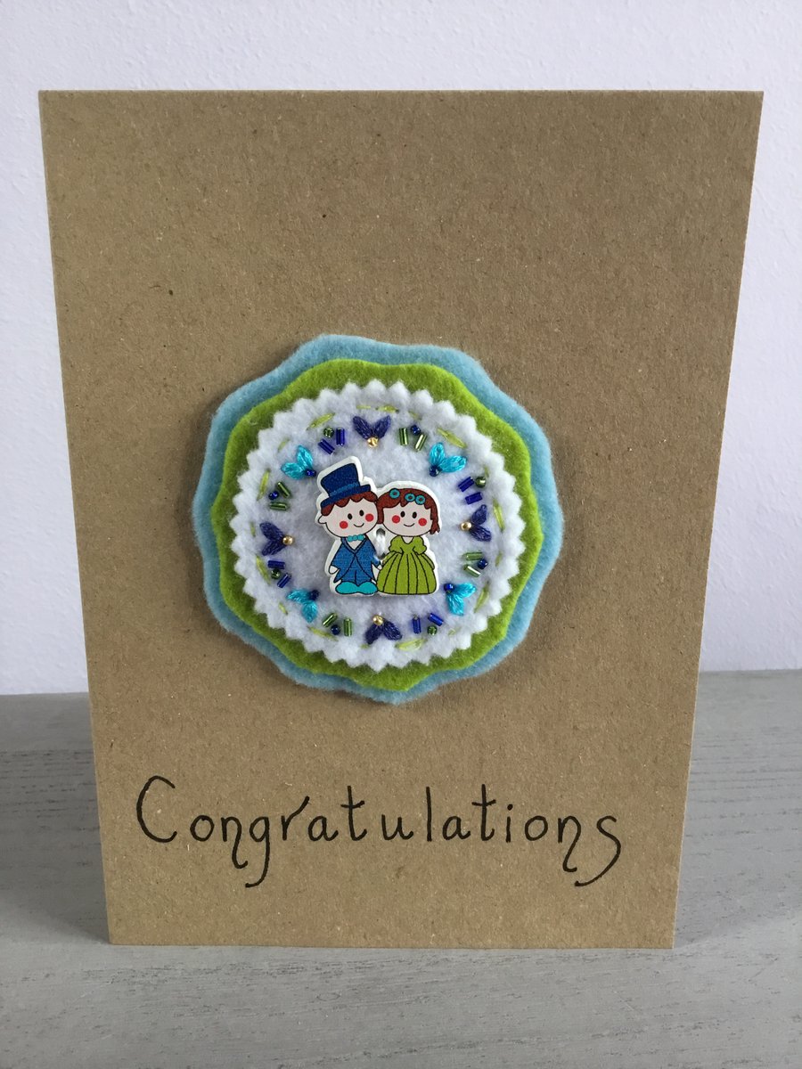 Hand Embroidered Wedding Card