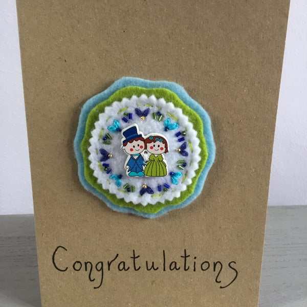 Hand Embroidered Wedding Card