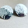 Large Silver Disc Earrings - Solid Sterling Silver Hammered Earrings 