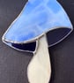 Stained glass mushroom - mottled blue cap with cobalt blue gills