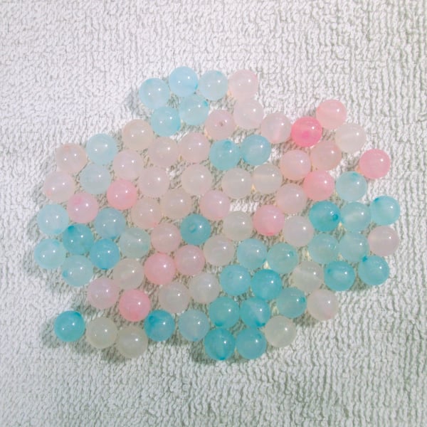 Destash Pink and blue agate 8mm gemstone crystal beads grade A