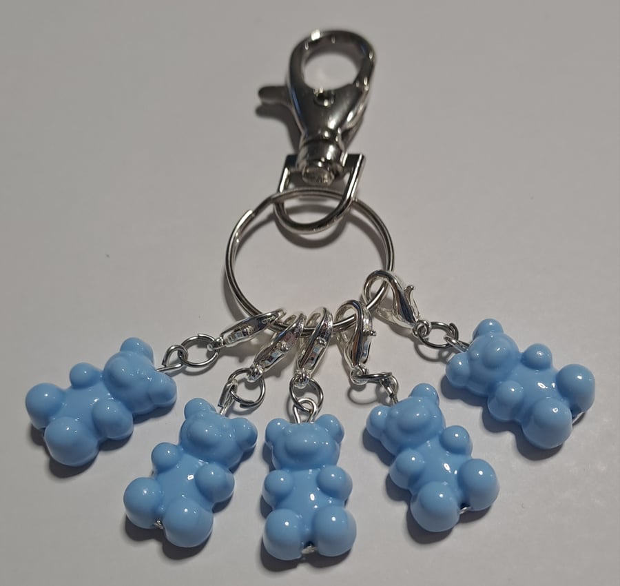 blue bear stitch marker keyring set