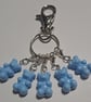 blue bear stitch marker keyring set