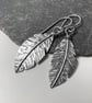 Oxidised Sterling silver feather earrings - Image 5