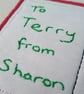 Santa Holiday Textile Postcard Decoration hand embroidered personalised message - Image 7