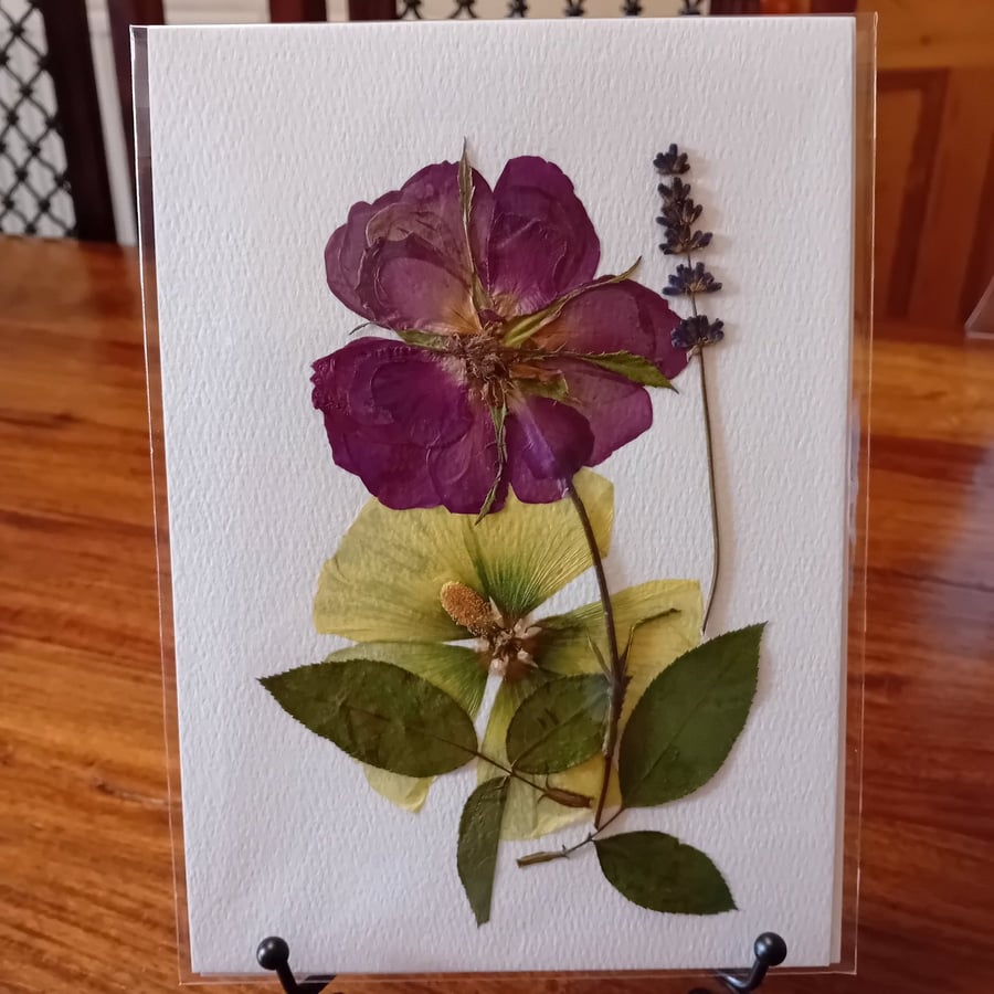 Handmade pressed flower picture. Original design. A5 size 8.3inchx5.8inch