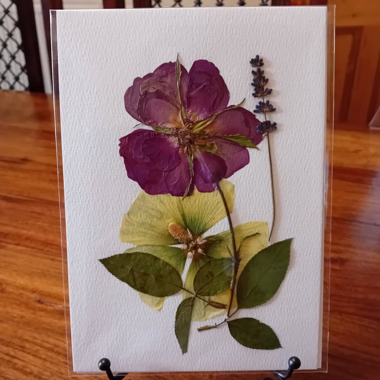 Handmade pressed flower picture. Original design. A5 size 8.3inchx5.8inch
