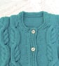 Hand Knitted Chunky Cabled Short Sleeved Cardigan, Gift Ideas for Children - Image 4
