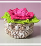 Handmade Crochet Flower Coasters Set of 6 with Basket - Image 1