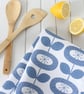 Pale Blue Bloom Flower Pattern Tea Towel - Image 1