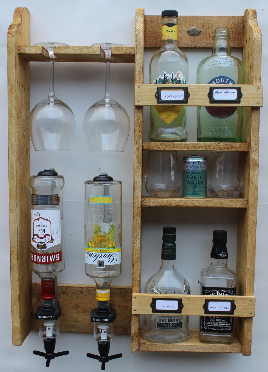 Mixed Spirit rack, 6 bottles with shelf storage for glass's & mixers etc.