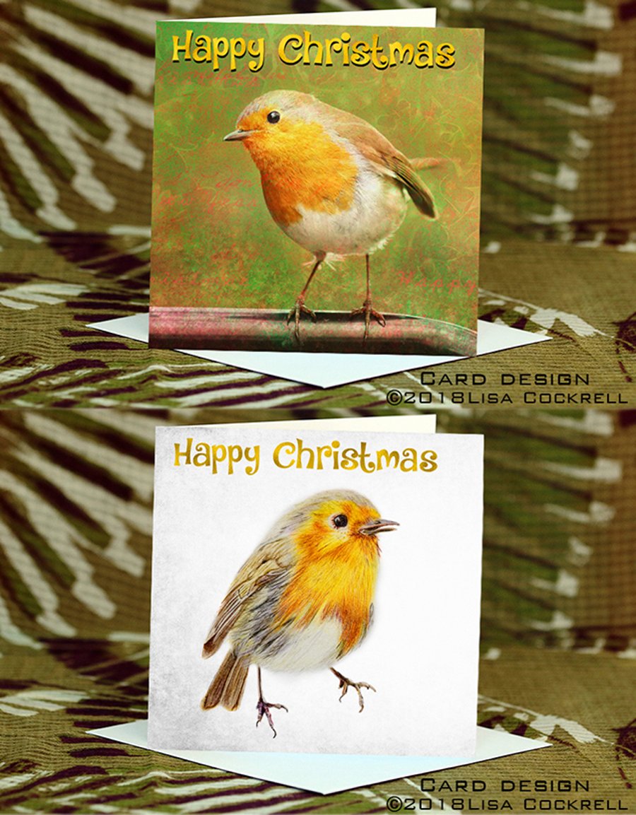 Exclusive Handmade Christmas Robin Greetings Card on Archive Photo Paper