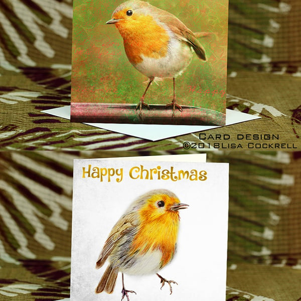 Exclusive Handmade Christmas Robin Greetings Card on Archive Photo Paper