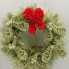 Mini Crochet Mistletoe Wreath  Decoration.  Alternative to a Greetings Card
