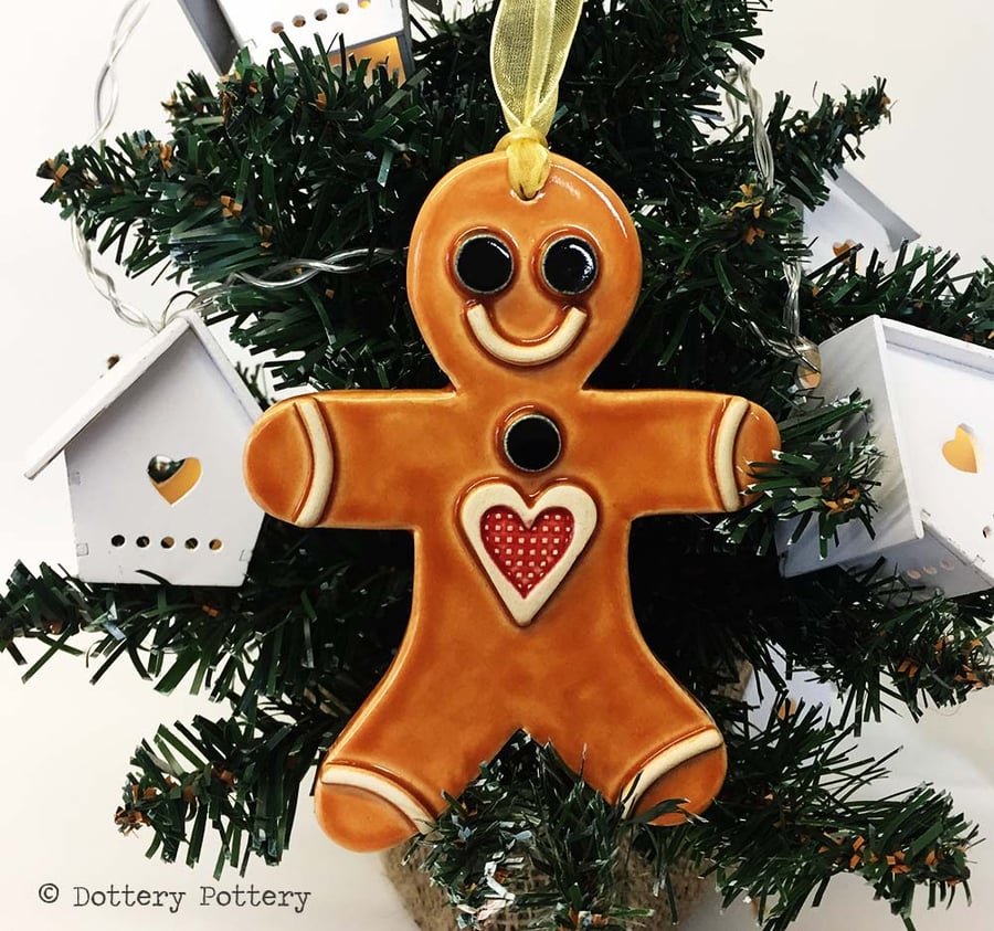 Large Ceramic gingerbread man Christmas decoration