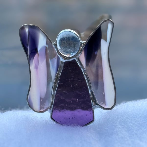 Stained Glass Flutterby Fairy - Purple body with purple, pink, white wings